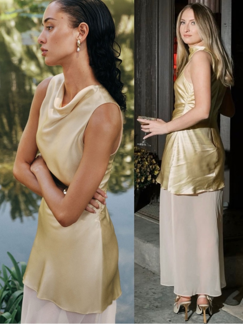 Reformation Logan Silk Dress Blonde Yellow NEW with tags
